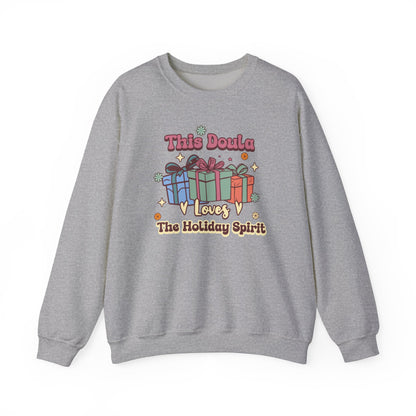 Doula Loves Holiday Spirit Groovy Sweatshirt