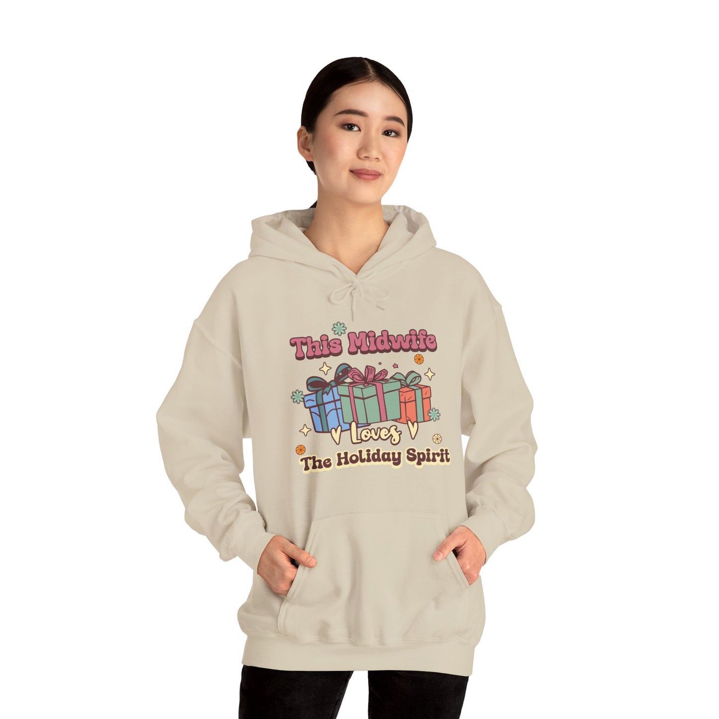 Midwife Loves Holiday Spirit Groovy Gifts Hoodie Sweatshirt