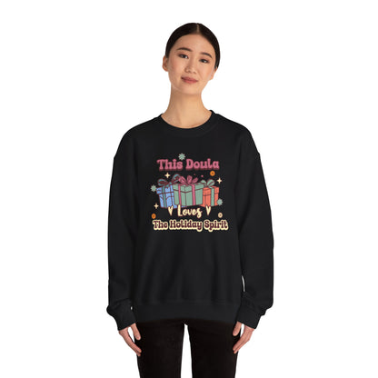 Doula Loves Holiday Spirit Groovy Sweatshirt