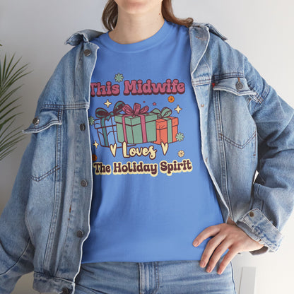 Midwife Loves Holiday Spirit Groovy Gifts T-shirt