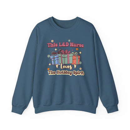 L&D Nurse Loves Holiday Spirit Groovy Sweatshirt