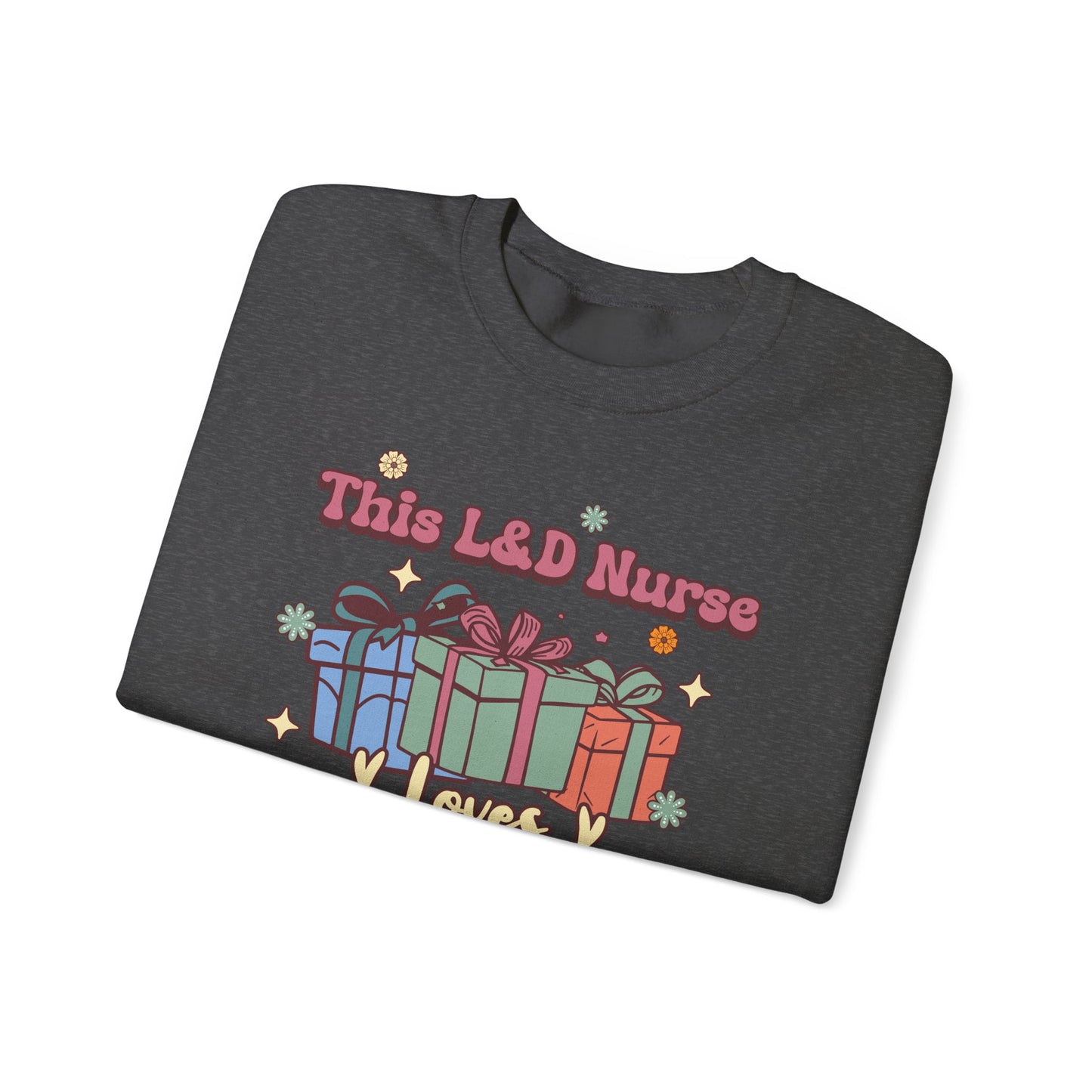 L&D Nurse Loves Holiday Spirit Groovy Sweatshirt