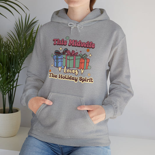 Midwife Loves Holiday Spirit Groovy Gifts Hoodie Sweatshirt