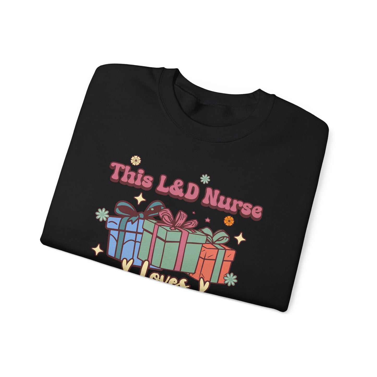 L&D Nurse Loves Holiday Spirit Groovy Sweatshirt