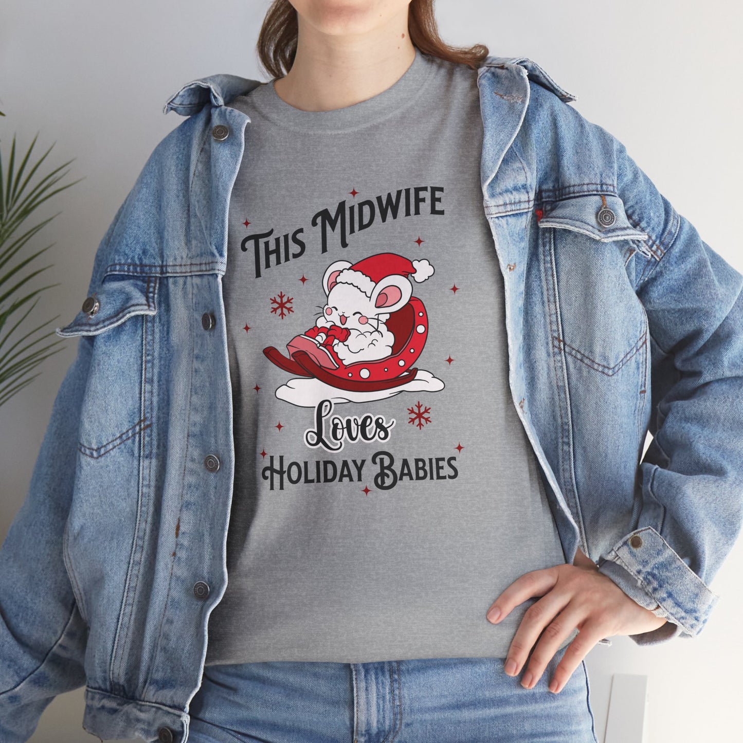 Midwife Loves Holiday Babies Sleigh T-shirt