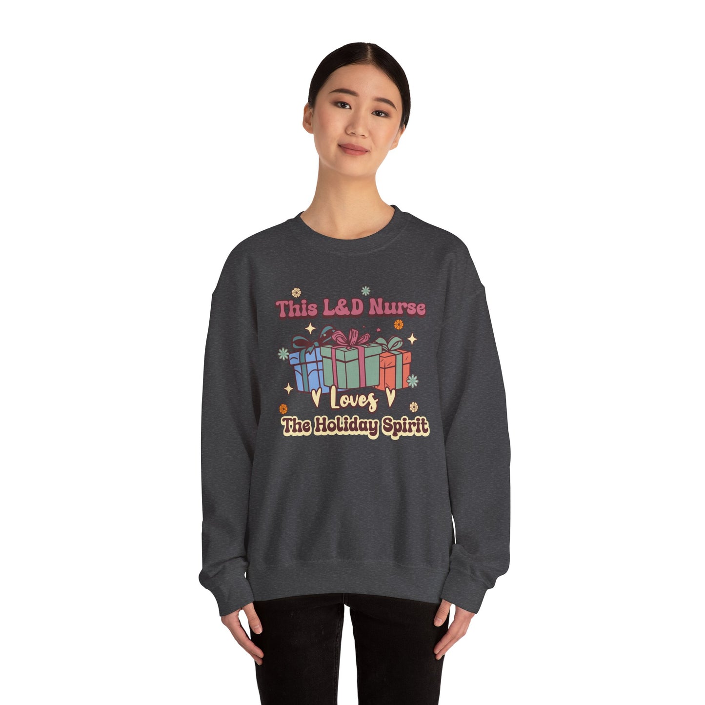 L&D Nurse Loves Holiday Spirit Groovy Sweatshirt