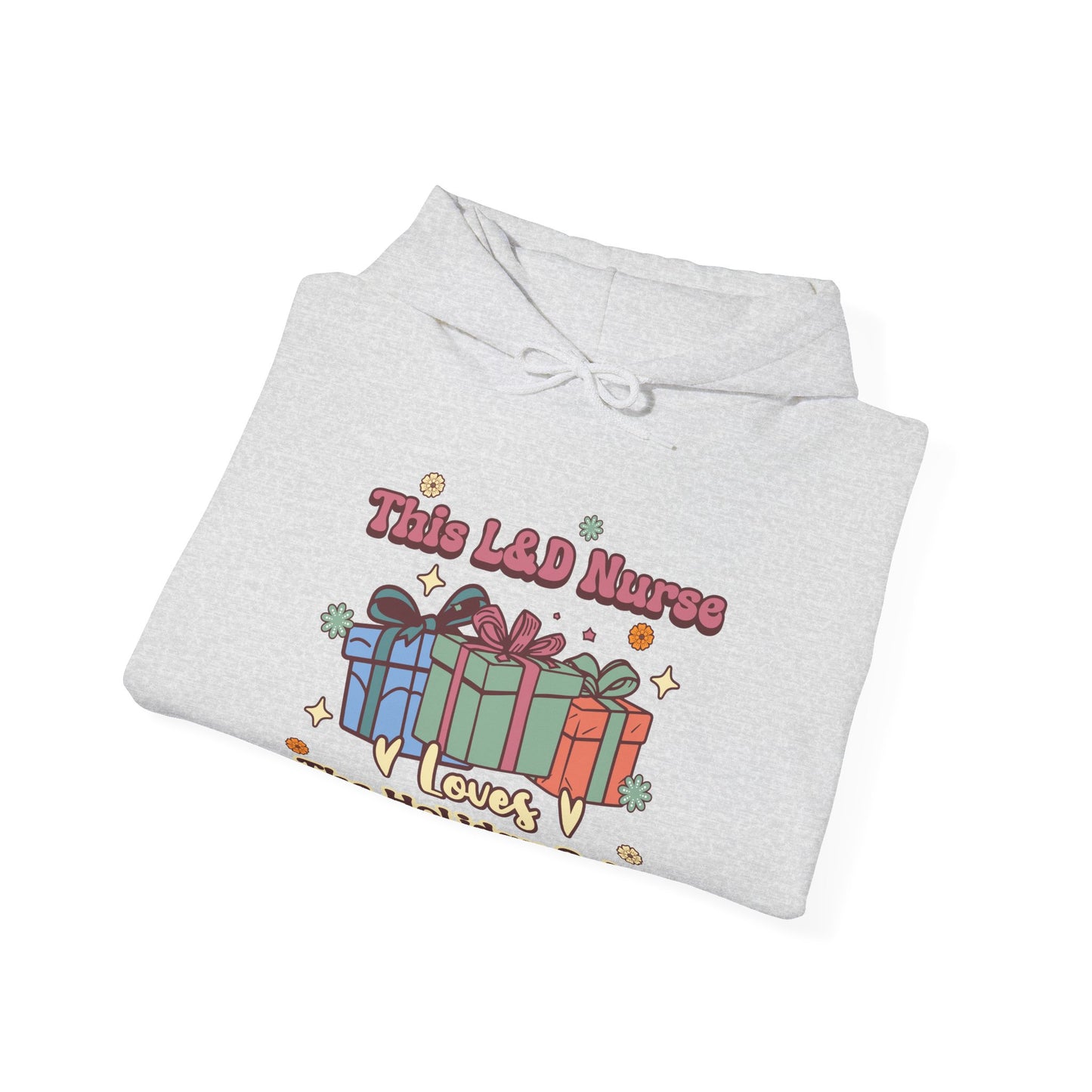 L&D Nurse Loves Holiday Spirit Groovy Gifts Hoodie Sweatshirt