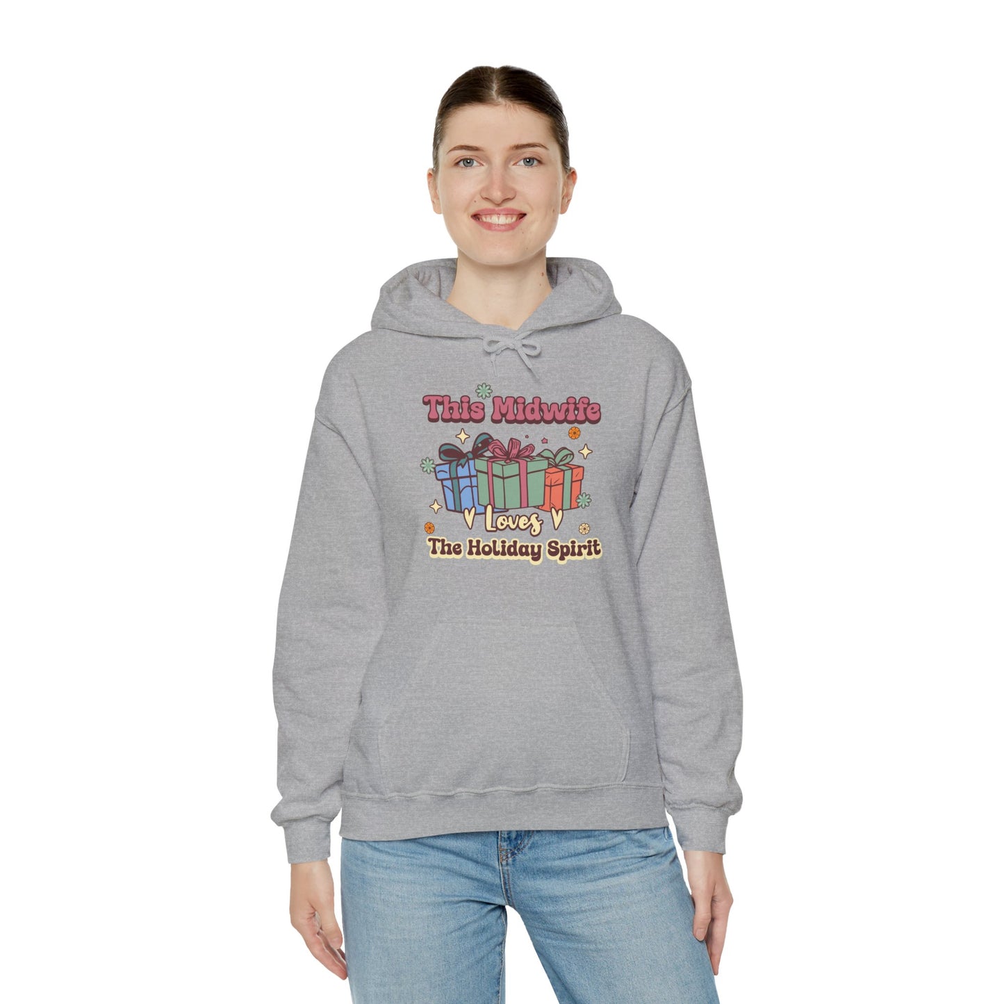 Midwife Loves Holiday Spirit Groovy Gifts Hoodie Sweatshirt