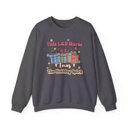 L&D Nurse Loves Holiday Spirit Groovy Sweatshirt