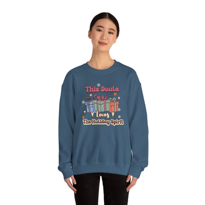 Doula Loves Holiday Spirit Groovy Sweatshirt