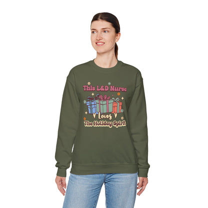 L&D Nurse Loves Holiday Spirit Groovy Sweatshirt