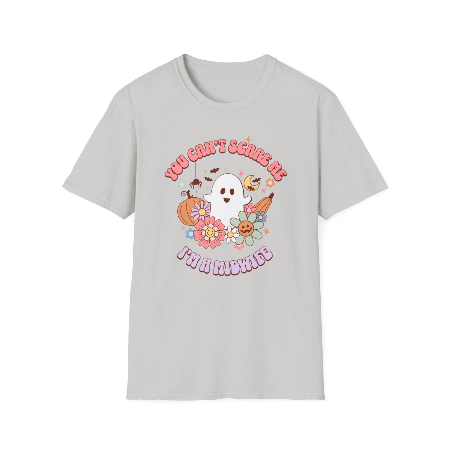 Midwife Halloween T-Shirt Can't Scare Me Groovy Ghost