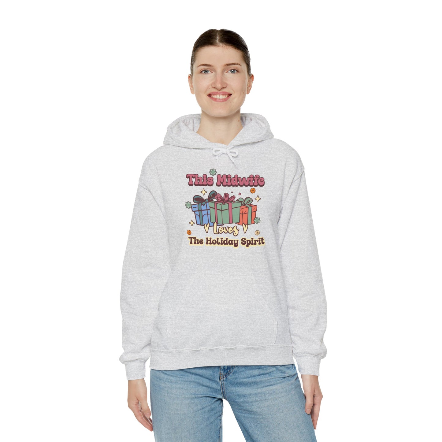 Midwife Loves Holiday Spirit Groovy Gifts Hoodie Sweatshirt