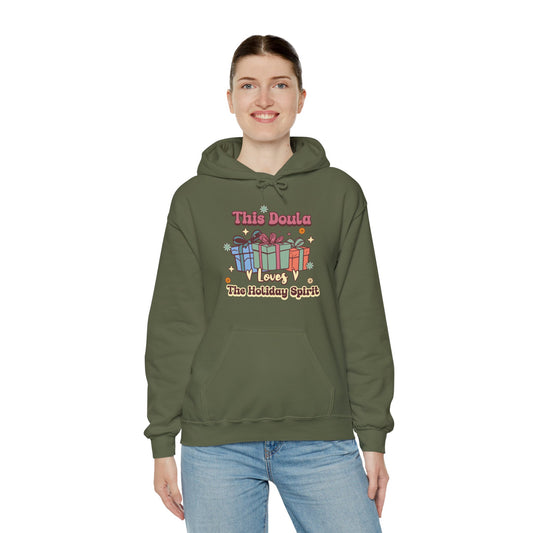 Doula Loves Holiday Spirit Groovy Gifts Hoodie Sweatshirt