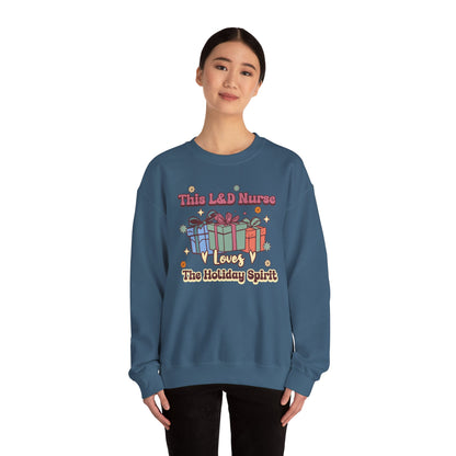 L&D Nurse Loves Holiday Spirit Groovy Sweatshirt