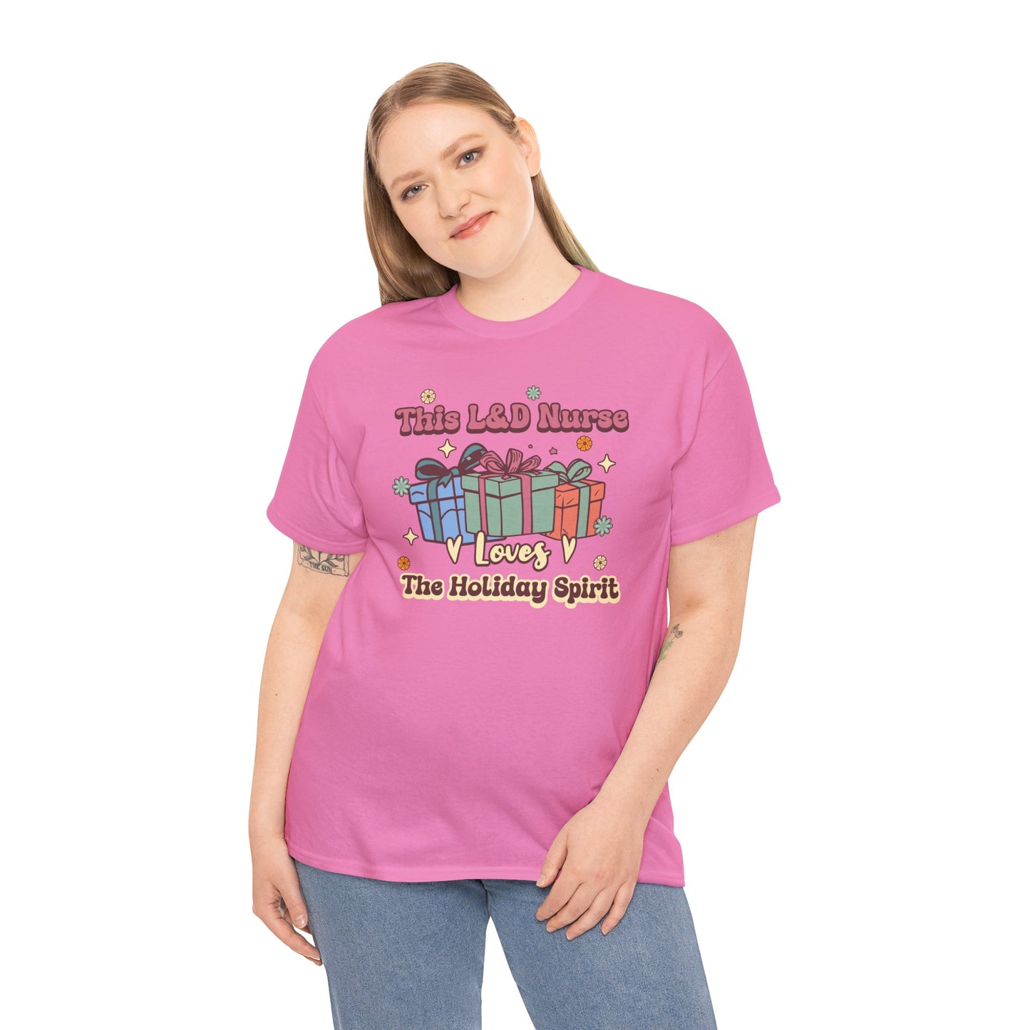 L&D Nurse Loves Holiday Spirit Groovy Gifts T-shirt