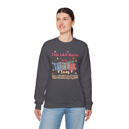 L&D Nurse Loves Holiday Spirit Groovy Sweatshirt