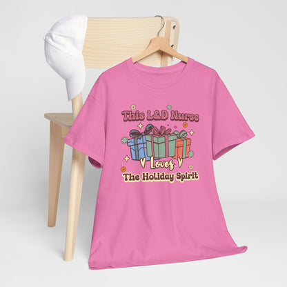 L&D Nurse Loves Holiday Spirit Groovy Gifts T-shirt