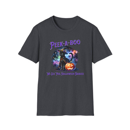 Halloween Birth T-Shirt Peek a Boo Babies Halloween Cat
