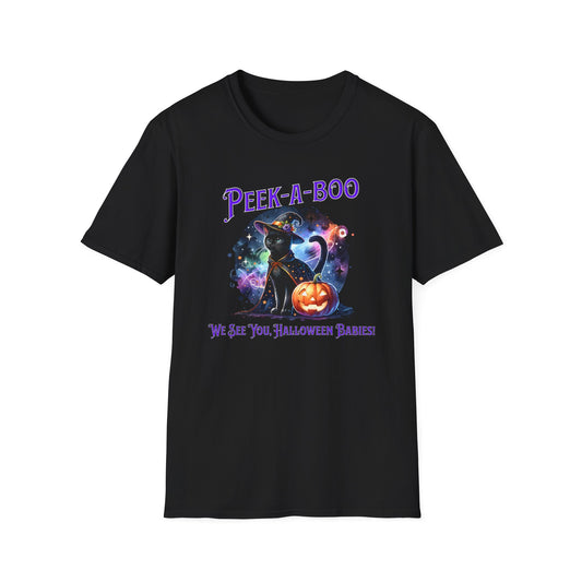 Halloween Birth T-Shirt Peek a Boo Babies Halloween Cat