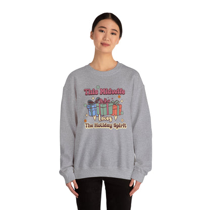 Midwife Loves Holiday Spirit Groovy Sweatshirt