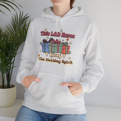 L&D Nurse Loves Holiday Spirit Groovy Gifts Hoodie Sweatshirt