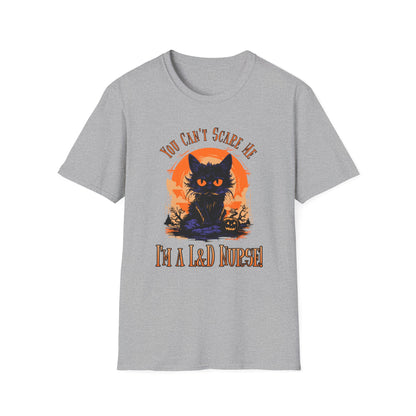 L&D Nurse Halloween T-Shirt Can't Scare Me Black Cat
