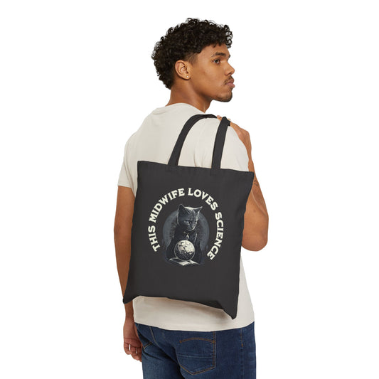 This Midwife Loves Science Cat Tote Bag