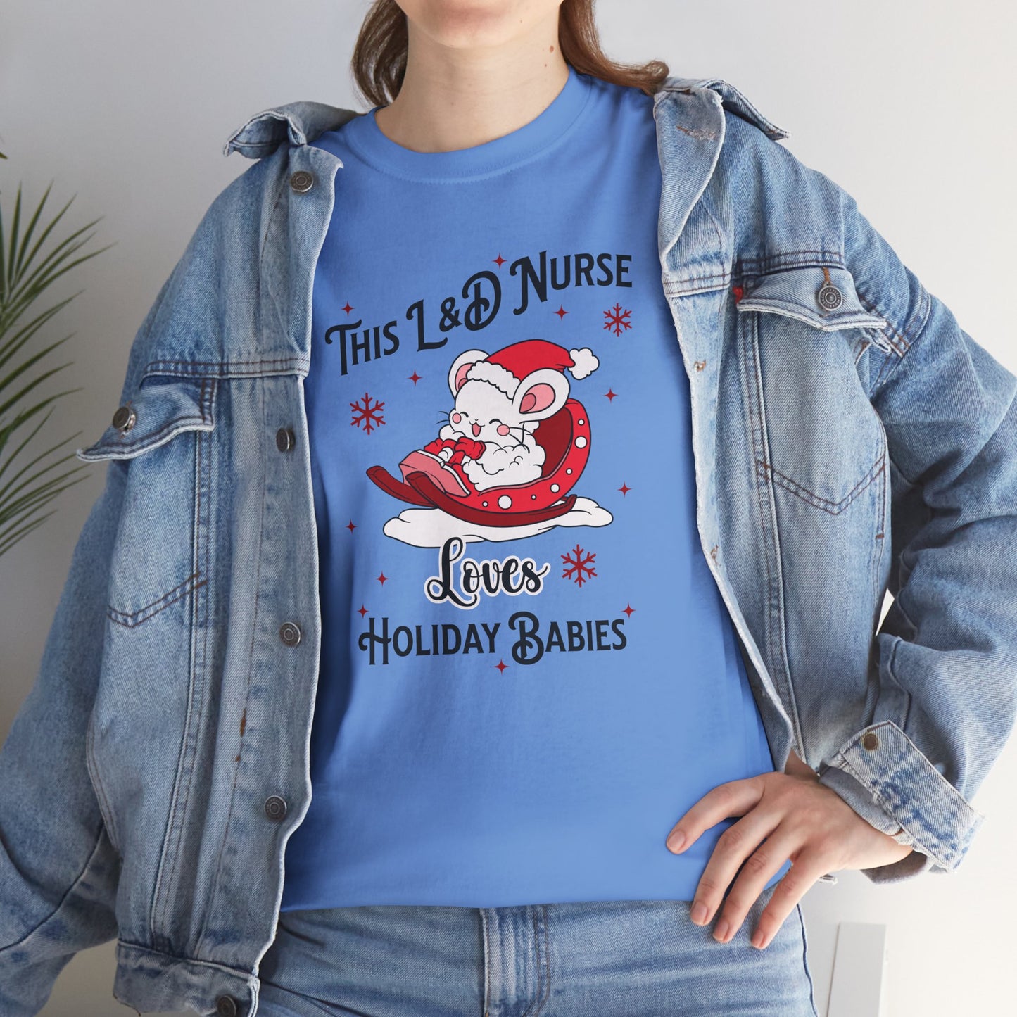 L&D Nurse Loves Holiday Babies Sleigh T-shirt