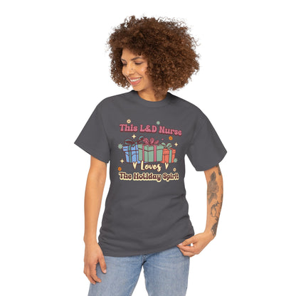 L&D Nurse Loves Holiday Spirit Groovy Gifts T-shirt