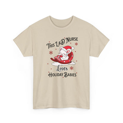 L&D Nurse Loves Holiday Babies Sleigh T-shirt