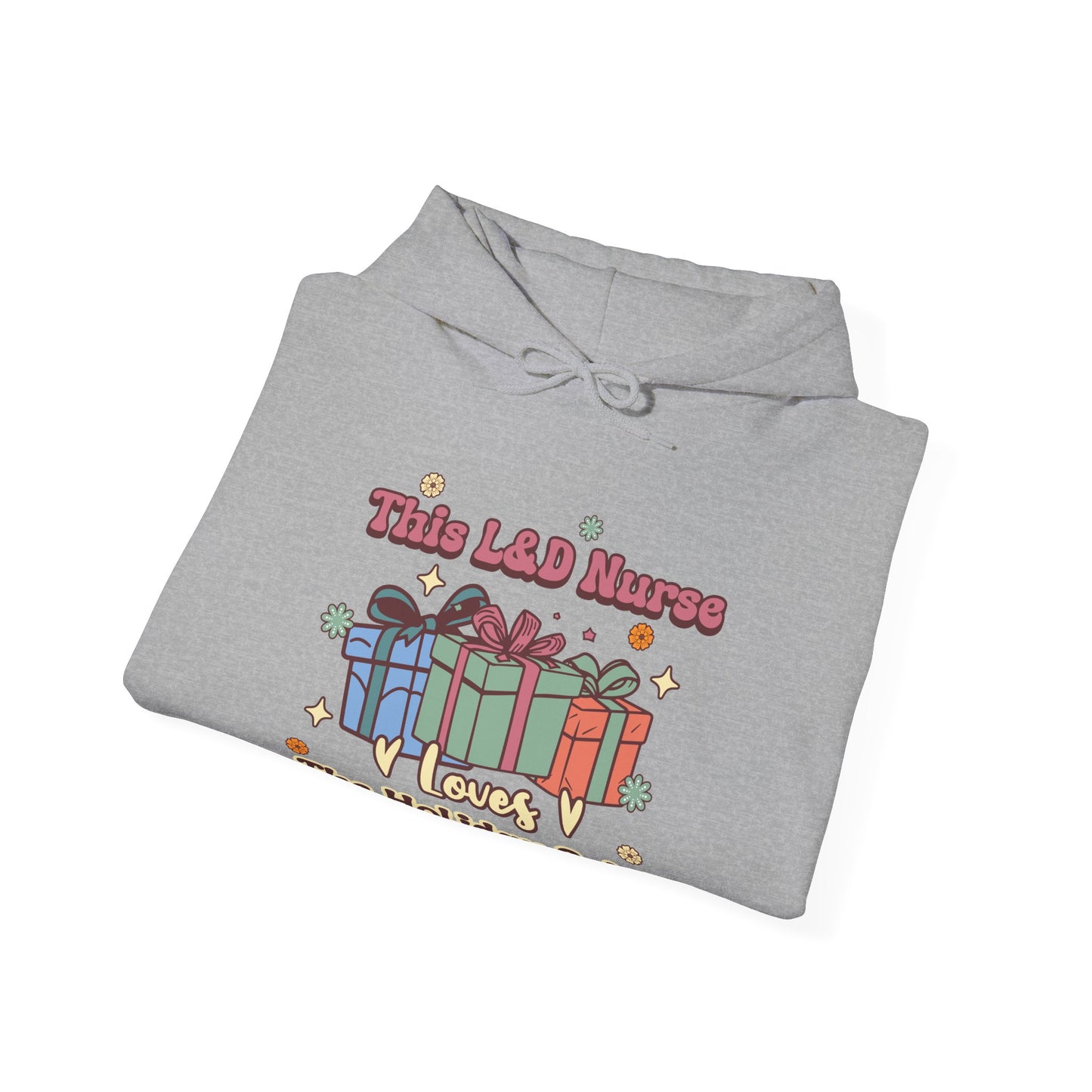 L&D Nurse Loves Holiday Spirit Groovy Gifts Hoodie Sweatshirt