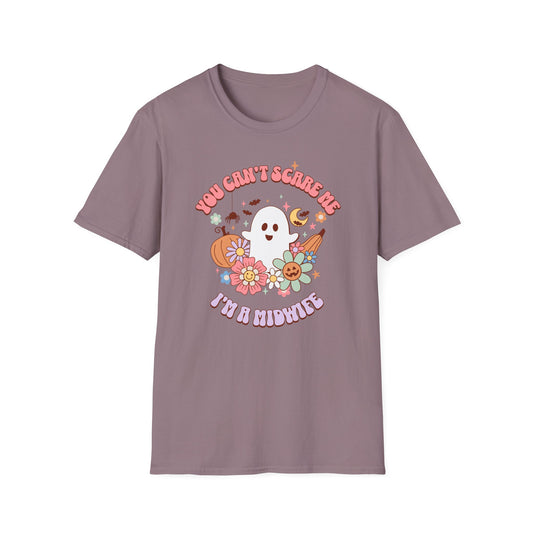 Midwife Halloween T-Shirt Can't Scare Me Groovy Ghost