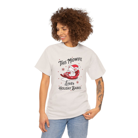 Midwife Loves Holiday Babies Sleigh T-shirt