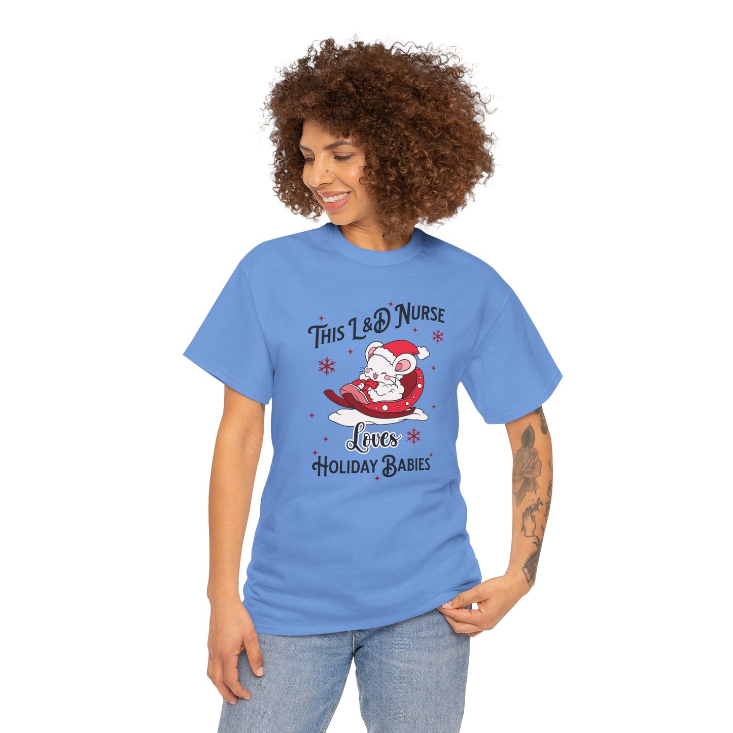 L&D Nurse Loves Holiday Babies Sleigh T-shirt