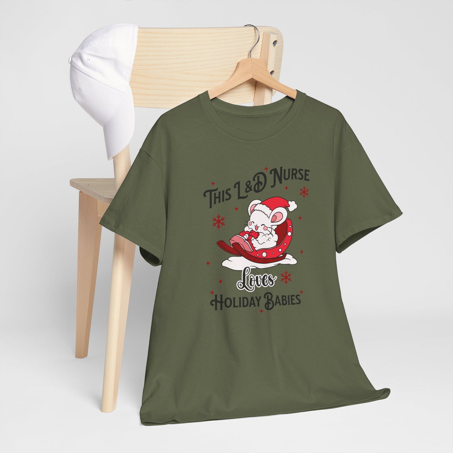 L&D Nurse Loves Holiday Babies Sleigh T-shirt