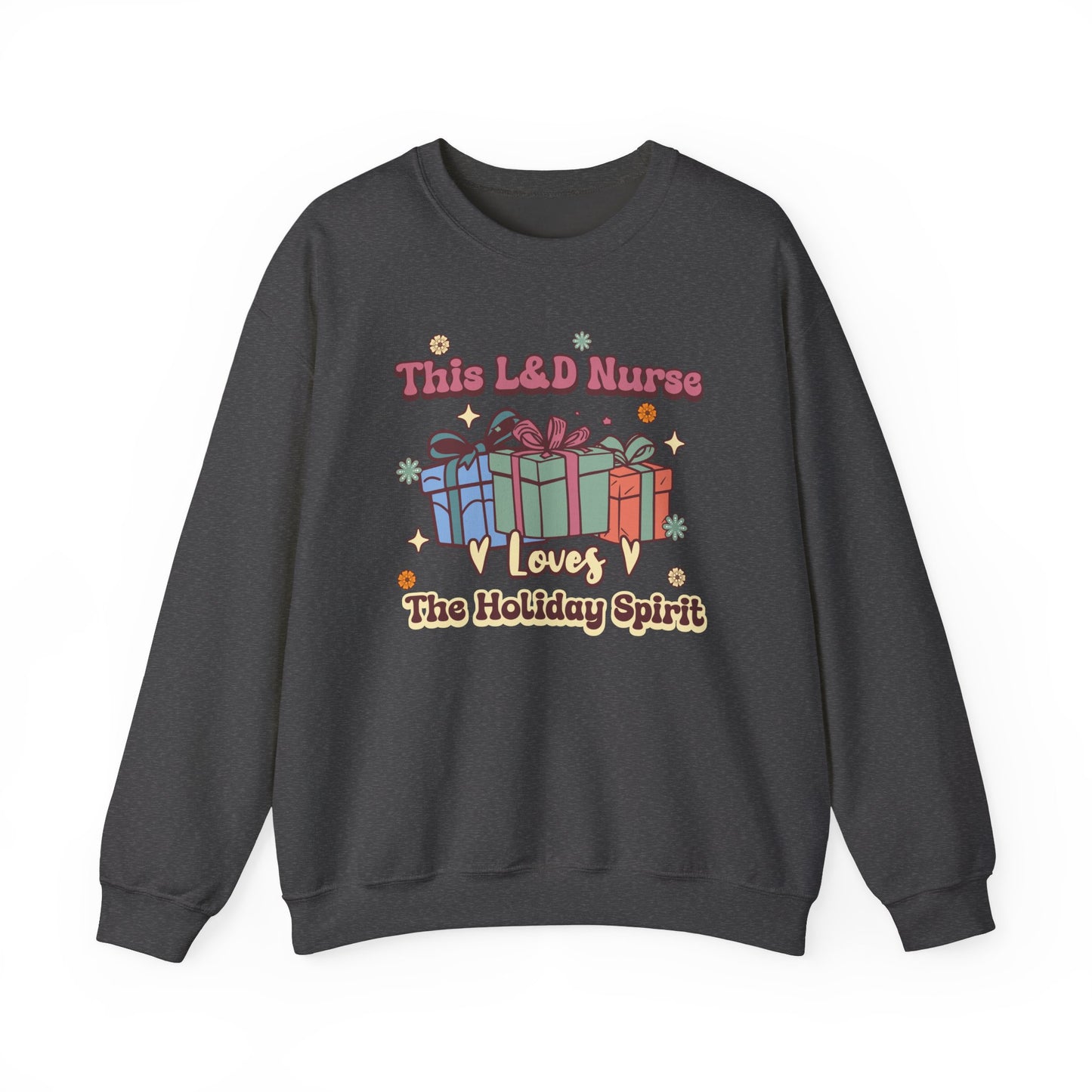 L&D Nurse Loves Holiday Spirit Groovy Sweatshirt