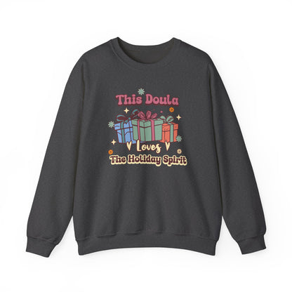 Doula Loves Holiday Spirit Groovy Sweatshirt