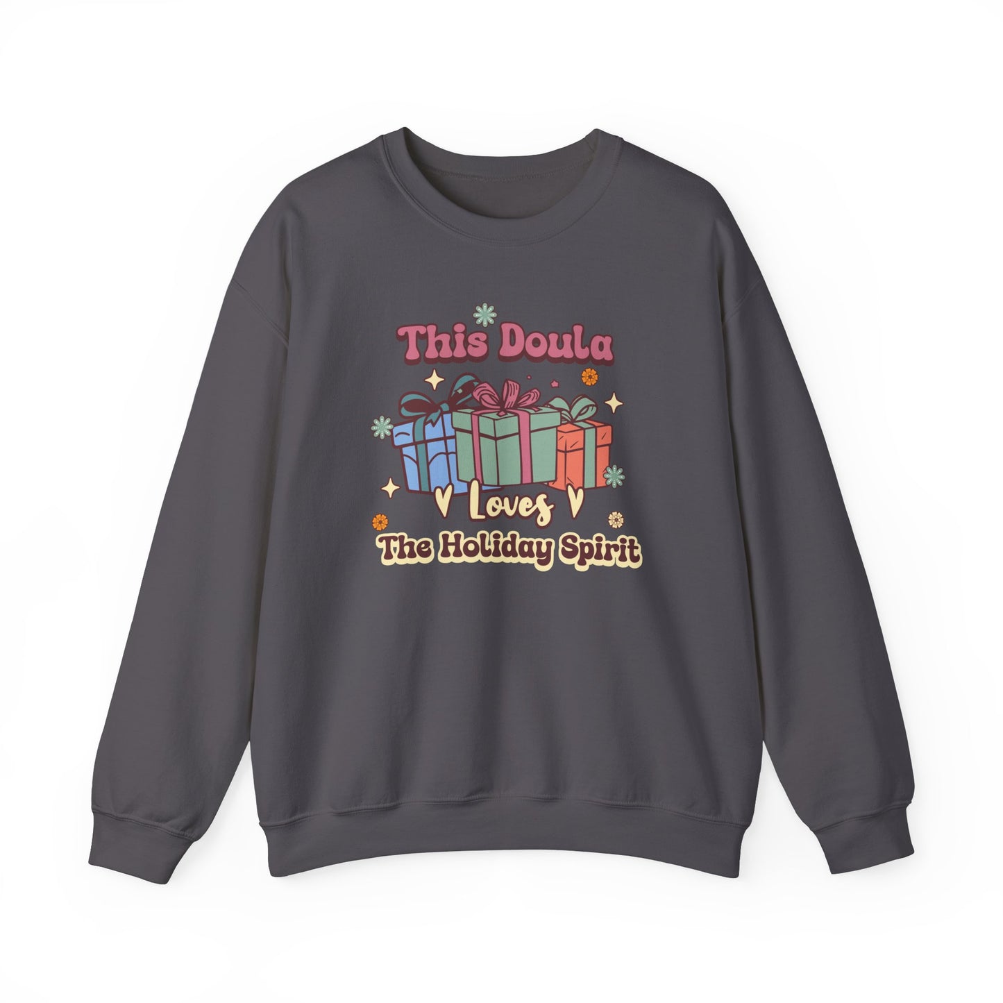 Doula Loves Holiday Spirit Groovy Sweatshirt