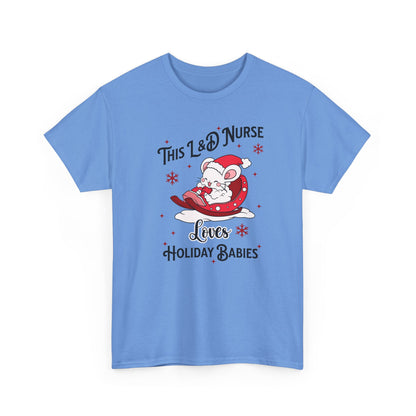 L&D Nurse Loves Holiday Babies Sleigh T-shirt