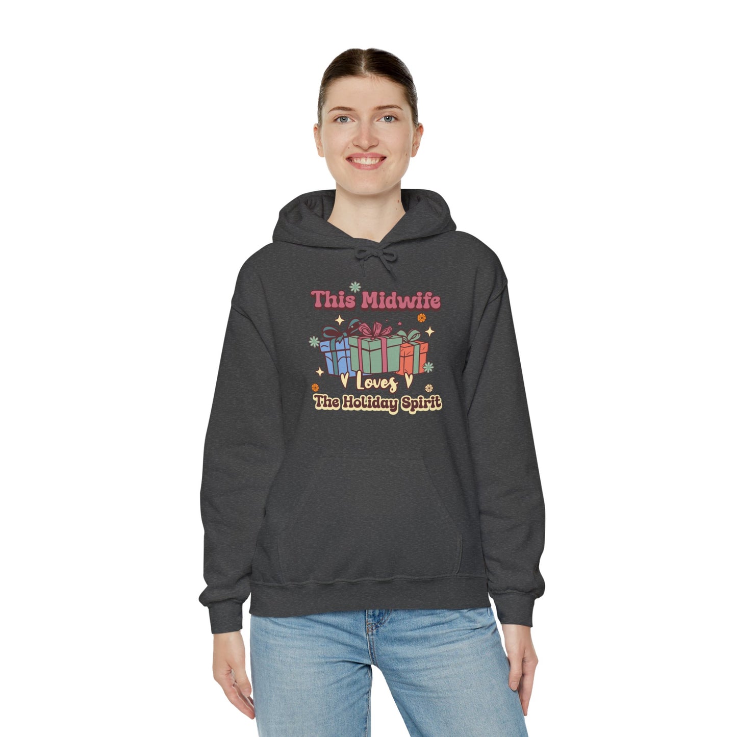 Midwife Loves Holiday Spirit Groovy Gifts Hoodie Sweatshirt