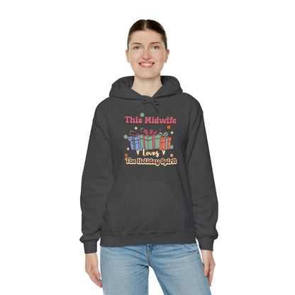 Midwife Loves Holiday Spirit Groovy Gifts Hoodie Sweatshirt