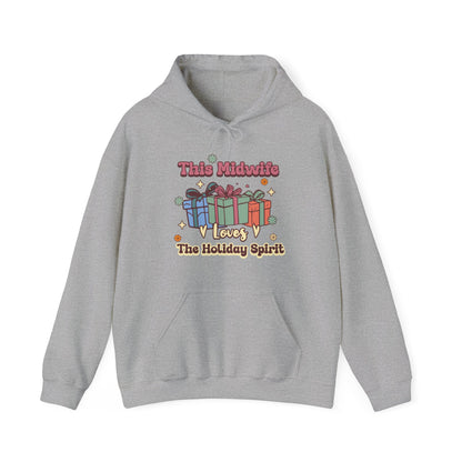 Midwife Loves Holiday Spirit Groovy Gifts Hoodie Sweatshirt