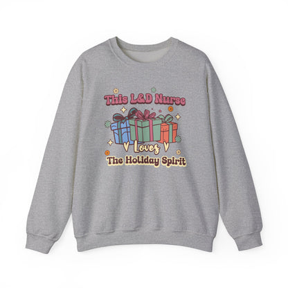 L&D Nurse Loves Holiday Spirit Groovy Sweatshirt