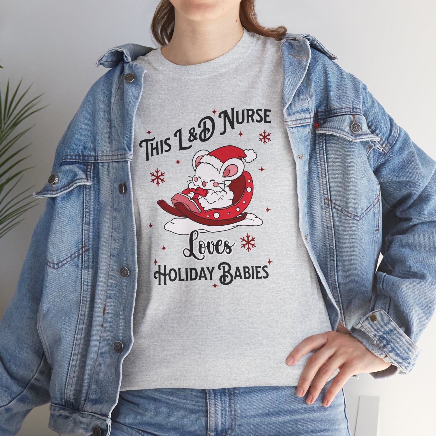 L&D Nurse Loves Holiday Babies Sleigh T-shirt