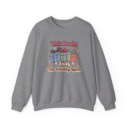 Doula Loves Holiday Spirit Groovy Sweatshirt