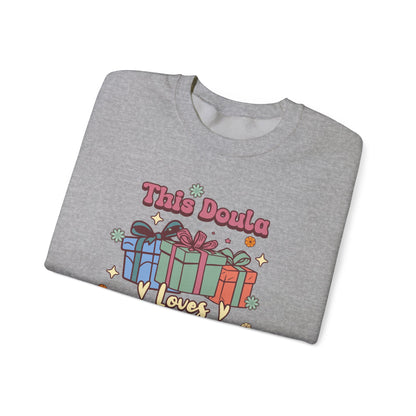 Doula Loves Holiday Spirit Groovy Sweatshirt