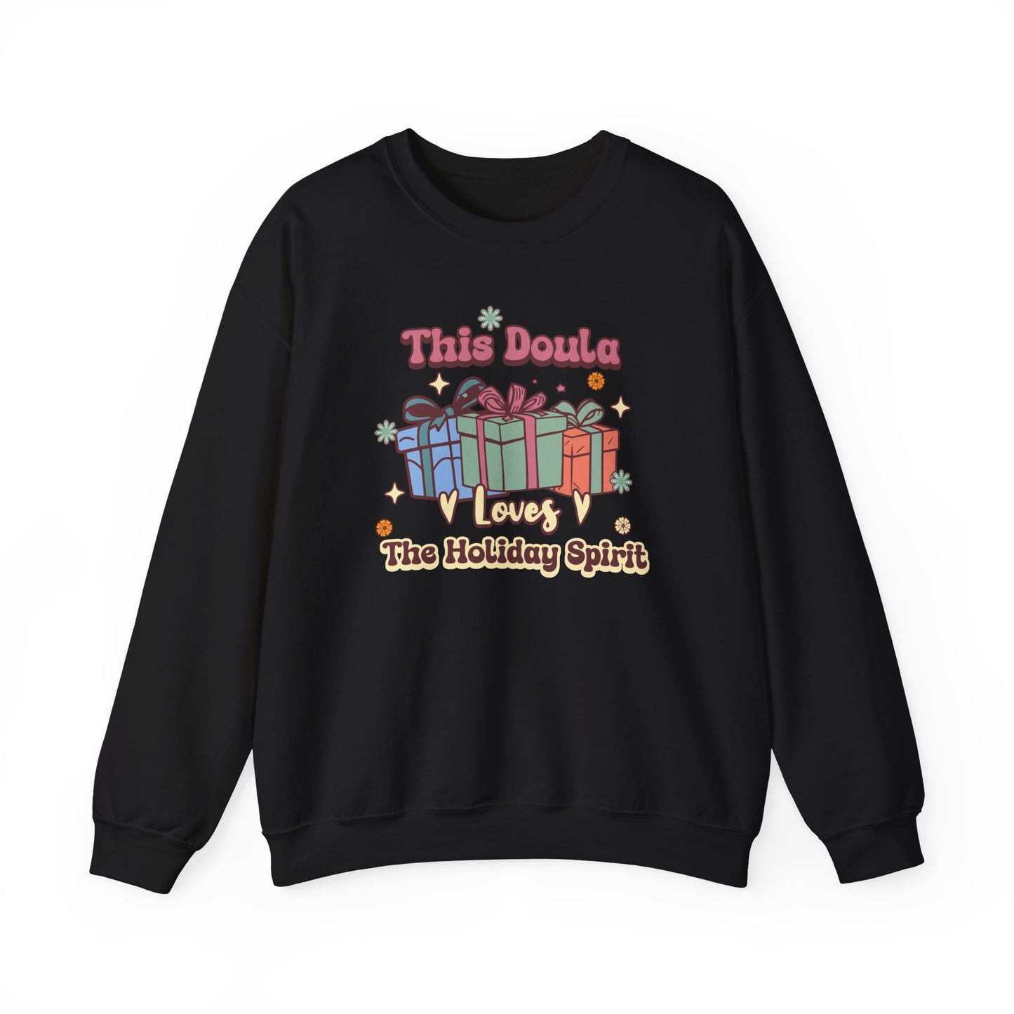 Doula Loves Holiday Spirit Groovy Sweatshirt