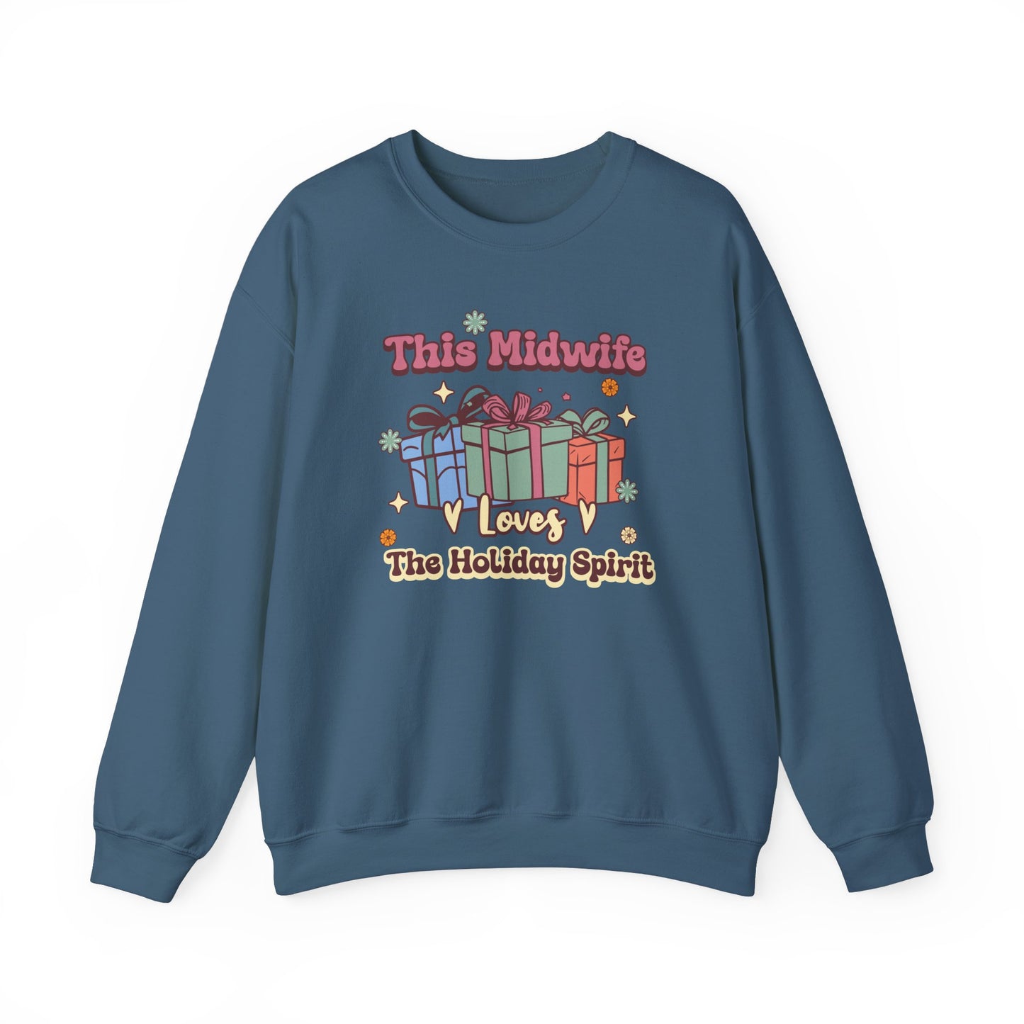 Midwife Loves Holiday Spirit Groovy Sweatshirt