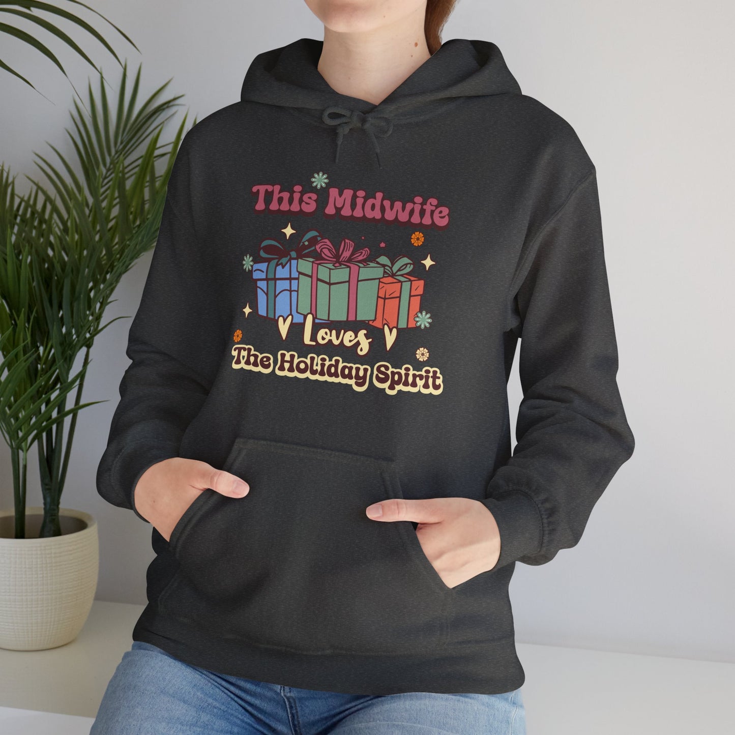 Midwife Loves Holiday Spirit Groovy Gifts Hoodie Sweatshirt